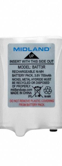 MIDLAND Radio Battery: Fits Midland, For LXT/X-Talker T50/X-Talker T60 Series, 700 mAh, AVP14. Key specifications — Manufacturer Part Number: AVP14; Brand: MIDLAND; Compatible Radio Brand: Midland; Battery Type: Nickel-Metal Hydride; Waterproof: No; Compatible Radio Series: X-Talker T50; Compatible Radio Type: Handheld; Compatible Radio Manufacturer Model Number: T61.
