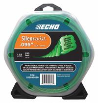 ECHO String Trimmer Line: Nylon, 0.095 in Dia, 230 ft Overall Lg, Twisted, Orange, 51 to 250 ft (MPN 322095060). Key specifications — Brand: ECHO; Compatible Manufacturer Number: DSRM-2600U; Compatible Product Type: All ECHO Trimmer Heads; Material: Nylon.