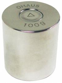 OHAUS Calibration Weight: 100 g Nominal Mass, Cylinder Calibration Wt, 6, No Certificate, Metric (MPN 80850124). Key specifications — Brand: OHAUS; Calibration Weight Material: Stainless Steel.