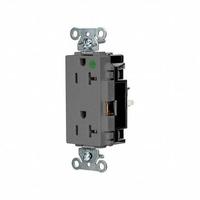 HUBBELL Receptacle: Hospital Grade, Decorator Duplex, 5-20R, Gray, 125V AC, 20 A, 2 Pole / 3 Wire (MPN HBL2182STGY)