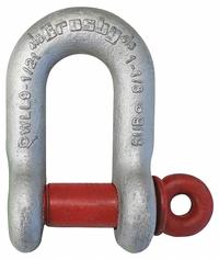 CROSBY D-Shackle: Chain Shackle, 9,500 lb Working Load Limit, 1 1/4 in Wd Between Eyes, Carbon Steel (MPN 1019276). Key specifications — Body Color: Silver; Brand: CROSBY.
