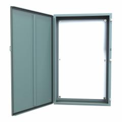 HAMMOND Electrical Enclosure: Steel, 48 in x 30 in x 10 in, NEMA 12/13, w/Panel, Solid Cover, Hinged (MPN 1418R10). Key specifications — Brand: HAMMOND; Closure Method: Clamps; Knockouts: Not Included.
