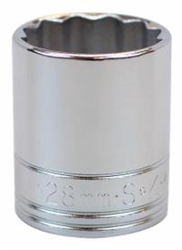 SK PROFESSIONAL TOOLS Socket: Metric, 1/2 in Drive Size, 28 mm Socket Size, 12-Point, Std, Chrome (MPN 40328). Key specifications — attr1204417: SK PROFESSIONAL TOOLS; attr1204392: Chrome.