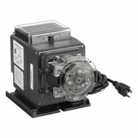 STENNER Peristaltic Chemical Metering Pump: 120V AC, 1/16 hp HP, 5 gpd Max. Flow Rate, Santoprene (MPN S3401AA101NG1). Key specifications — Tubing Material: Santoprene; Brand: STENNER; Reproducibility: ±2.0%.