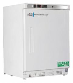 AMERICAN BIOTECH SUPPLY Lab Refrigerator: 4.6 cu ft, Undercounter, 1°C to 10°C, 24 1/2 in Overall Dp (MPN ABT-HC-UCBI-0404). Key specifications — Door Opening Style: Right; Color: White; Alarm Type: Temperature; Manufacturer Part Number: ABT-HC-UCBI-0404; Brand: AMERICAN BIOTECH SUPPLY; Product Type: Lab Refrigerator; Door Type: Swing Solid; Refrigerant Type: R-600a.
