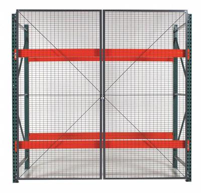 WIRECRAFTERS Door Kit: 1 Bays, 108 in x 1 1/4 in x 144 in, 10 ga, Steel, Powder Coated - Wire Mesh Hinged-Door Kits for Pallet Rack Enclosures