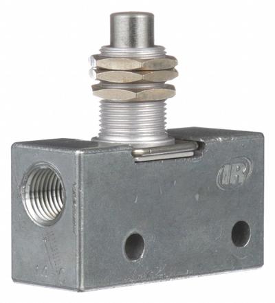 ARO Manual Air Control Valve: 200, Three-Way / Two-Position, Plunger, Gray - ARO 200 Series Manual Air Control Valves