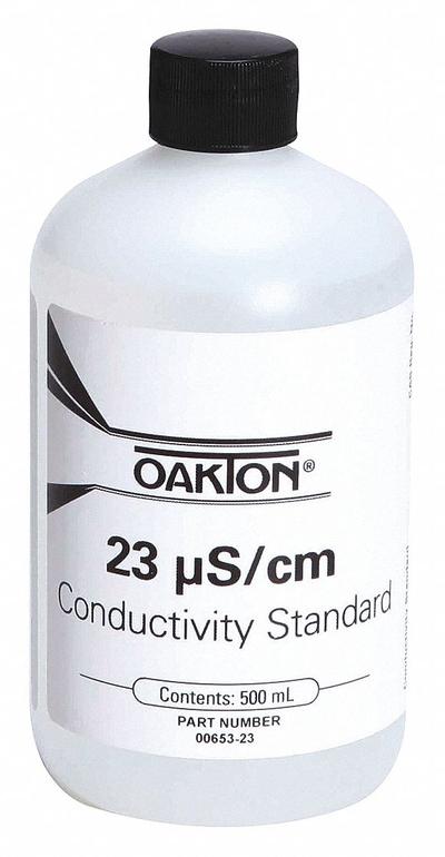 OAKTON Conductivity Calibration Solution: ACS, 500 mL Volume, Liquid, 23 microsiemens - Conductivity Standards
