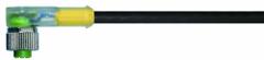 Cordset: M12 Female Right Angle X Bare Wire, 4 Pins, Black, PUR, 10 m Cable Lg, 4 A Max Current (A) (MPN 7000-12421-6341000). Key specifications — Cable Jacket Color: Black; End 1 Gender: Female; End 1 Mounting Orientation: Right Angle; End 2 Connection Type: Bare Wire; IP Rating: IP67; Brand: MURRELEKTRONIK; Wire Size: 22 AWG; Cable Jacket Material: PUR.