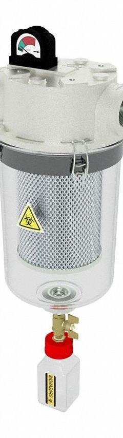 SOLBERG T-Style Medical Vacuum Filter: 0.1 micron Rating, 99.995% Efficiency, 9 in Outside Dia (MPN HV-UL850/1-200C). Key specifications — attr101190: HV-UL850/1-200C; attr101207: Polycarbonate; attr101193: SOLBERG.