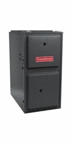 GOODMAN Residential Gas Furnaces: 80,000 BtuH Heating Capacity Input, 1,600 cfm, Upflow Furnace (MPN GR9S960804CN). Key specifications — Overall Dimensions - H x W x D: 34-1/2 in x 14 in x 29 in; Air Flow: 1,600 cfm; California Low NOx Compliant: Yes; Brand: GOODMAN.