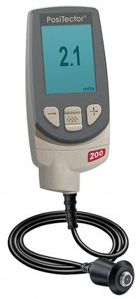 DEFELSKO Coating Thickness Gage: 150 mil Max Thick Measured, 2 mil Min Thick Measured, NIST, Digital (MPN PosiTector 200 C/Std). Key specifications — Calibration Certificate Type: NIST; Display Type: Digital; Thickness Measurement Accuracy: +/-0.1 mil + 3%; Brand: DEFELSKO; Includes: Soft Carrying Case; Body Style: Standard.