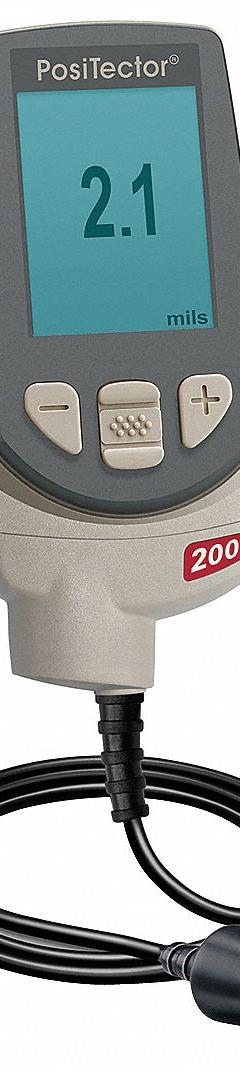 DEFELSKO Coating Thickness Gage: 150 mil Max Thick Measured, 2 mil Min Thick Measured, NIST, Digital (MPN PosiTector 200 C/Std). Key specifications — Calibration Certificate Type: NIST; Display Type: Digital; Thickness Measurement Accuracy: +/-0.1 mil + 3%; Brand: DEFELSKO; Includes: Soft Carrying Case; Body Style: Standard.