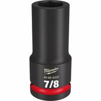 MILWAUKEE Deep Impact Socket: 3/4 in Drive Size, SAE, 7/8 in Socket Size, 6-Point, Deep, Friction (MPN 49-66-6337). Key specifications — attr1215501: MILWAUKEE; attr1215515: Black Phosphate; attr1215518: 7/8 in.
