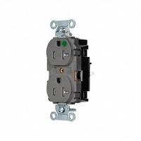 HUBBELL Receptacle: Hospital Grade, Duplex, 5-20R, Gray, 125V AC, 20 A, 2 Pole / 3 Wire (MPN 8300STGYTR)
