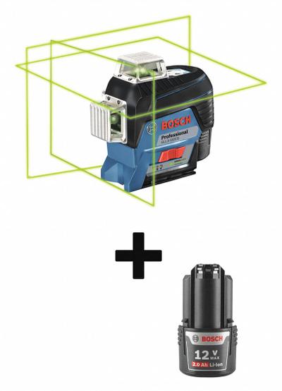 BOSCH Line Laser: 0 Lines and 0 Dots, Green Beam, 2 Planes, 100 - 200 ft Range w/o detector - Plane Laser Levels