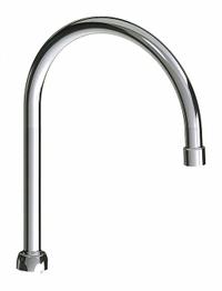 CHICAGO FAUCETS Spout: Spout, Gooseneck, Swivel Spout, Brass, Polished Chrome, 1.5 gpm Flow Rate (MPN GN8BFCJKABCP). Key specifications — Includes: Mounting Hardware; Product Type: Spout; Spout Style: Swivel; Body Material: Brass; Color/Finish: Polished Chrome; Brand: CHICAGO FAUCETS.