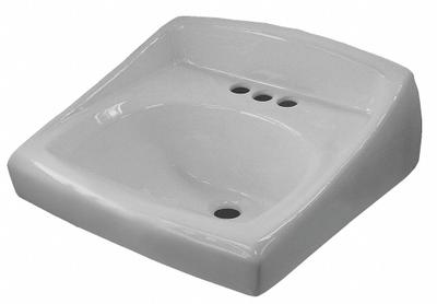 SLOAN Bathroom Sink: SS-3803, White, Ceramic, 20 3/4 in Overall Lg, 18 1/4 in Overall Wd - One-Station Wall-Mounted Bathroom Sinks without Faucets