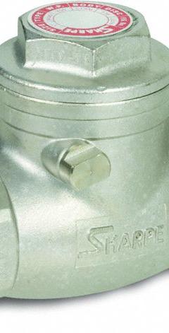 SHARPE Check Valve: Swing, 2-Way, Inline Valve Body, 1/4 in Pipe Size, FNPSM x FNPSM, 350°F, Std (MPN 4371000350). Key specifications — Seat Material: Metal; Brand: SHARPE.