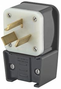 LEVITON Straight Blade Plug: 10-30P, 125/250V AC, 30 A, 3 Pole, 3 Blade, Black (MPN 9332-P)