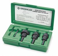 GREENLEE Hole Cutter Kit: 4 Pieces, 1/8 in Max. Cutting Dp, Carbide Tipped, 5/6/8 Teeth (MPN 635). Key specifications — attr1098245: GREENLEE; attr1098234: Carbide Tipped.