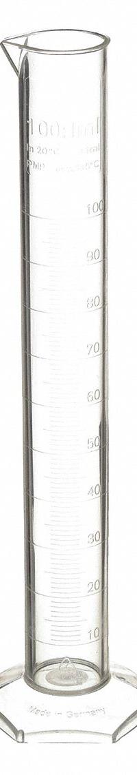 APPROVED VENDOR Graduated Cylinder: Polymethylpentene, 100 mL, 3.4 fl oz, To Contain (TC), Hexagon (MPN 9L456). Key specifications — attr1370610: Hexagon; attr1370612: Colorless; attr1370591: To Contain (TC); attr1370582: APPROVED VENDOR.