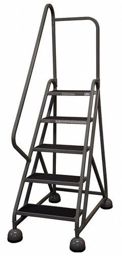 COTTERMAN Rolling Ladder: 3.8 ft Platform Ht, Partially Assembled, Steel, Wt-Actuated Auto-Lock (MPN ST-502 A2 C1 P5). Key specifications — Includes Handrails: Handrails Included; Material: Steel; Brand: COTTERMAN; Color: Gray.