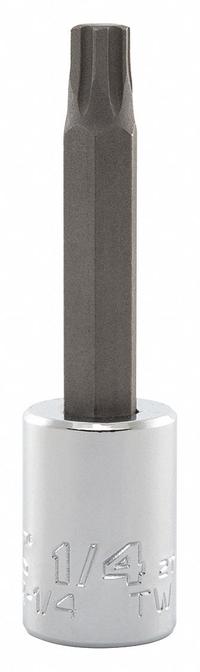 PROTO Socket Bit: 3/8 in Drive Size, Hex Tip, 1/4 in Tip Size, 2 3/4 in Overall Lg, Fixed Insert (MPN J4990R-1/4). Key specifications — attr1204765: Fixed Insert; attr1204767: PROTO.