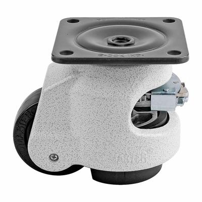 FOOT MASTER Plate Caster: Nylon Tread, 63 mm Wheel Dia, 103 mm Mounting Ht - General Purpose Leveling Plate Casters