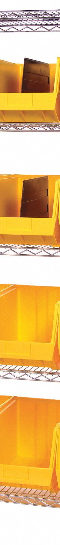 QUANTUM STORAGE SYSTEMS Bin Shelving: 36 in x 18 in x 74 in, 1 Sided, 12 Bins, Open, Yellow (MPN WR5-260YL). Key specifications — Includes Bins: Yes; Bin Material: Polypropylene; Frame Color: Silver; Bin HxWxD: (12) 10 in x 11 in x 18 in; Frame Material: Steel; Bin Color: Yellow; Bin Style: Hang and Stack; Brand: QUANTUM STORAGE SYSTEMS.