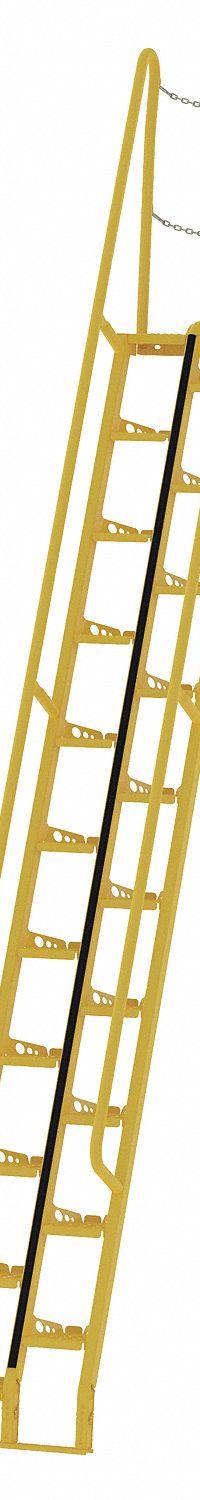 VESTIL Alternating Tread Stairs: 16.5 ft Overall Ht, Steel, 350 lb Load Capacity, Perforated (MPN ATS-13-68). Key specifications — Color: Yellow; Brand: VESTIL.