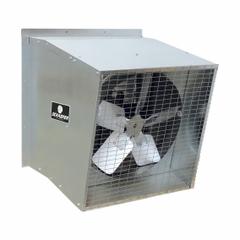 Exhaust Fan: Belt Drive, 48 in Blade, 1 1/2 hp, Totally Enclosed, 24,000 cfm, 208 to 230V AC, 1 ph (MPN 485S112). Key specifications — Nameplate Voltage: 208 to 230V AC; Blade Material: Galvanized Steel; Motor Enclosure: Totally Enclosed; Brand: SCHAEFER; Frame Finish: Galvanized; Frame Material: Steel.