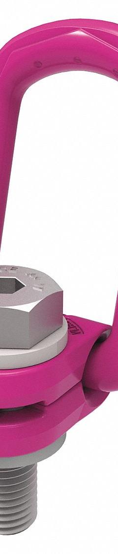 RUD CHAIN Hoist Ring: Pivot/Swivel, Steel w/Pink Powder-Coated Bail, M8, Max. 1,390 lb, Lifting (MPN 8504651). Key specifications — Brand: RUD CHAIN; Thread Size: M8; Operation: Lifting.