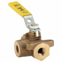 APOLLO Manual Three-Way Ball Valve: 1/4 in, Bronze, L Flow, FNPT x FNPT x FNPT, Std Port Ball Port (MPN 7060101). Key specifications — Brand: APOLLO; Handle: Lever.