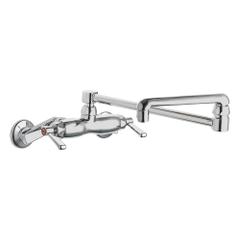 CHICAGO FAUCETS Double Joint Kitchen Faucet: 445, Cast Brass, Widespread, Wall, 2 Mounting Holes (MPN 445-DJ18ABCP). Key specifications — Series: 445; Brand: CHICAGO FAUCETS.