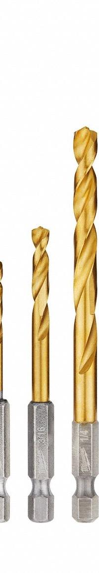 MILWAUKEE Hex Shank Drill Set: 7 Pc, 1/16" to 3/8", 135° Split Point, TiN-Coated HSS (MPN 48-89-4637). Key specifications — attr1239143: Impact Rated.