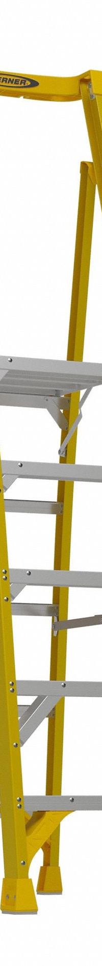 WERNER Platform Stepladder: 5 ft Ladder Size, Fiberglass, 375 lb Load Capacity, 33 lb Wt (MPN PD7305). Key specifications — Brand: WERNER; Included Features: Guard Rail.