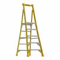 WERNER Platform Stepladder: 5 ft Ladder Size, Fiberglass, 375 lb Load Capacity, 33 lb Wt (MPN PD7305). Key specifications — Brand: WERNER; Included Features: Guard Rail.