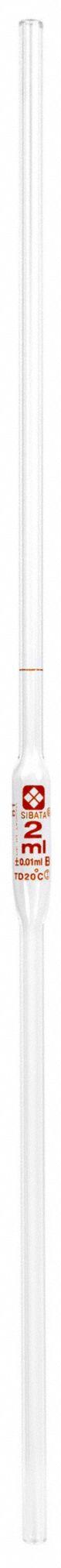 SIBATA Volumetric Pipette: 2 mL Capacity, Non-Sterile, Not Individually Wrapped - Volumetric Pipettes