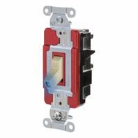 HUBBELL Wall Switch: Toggle Switch, 3-Way, Maintained, Ivory, 120/277V AC, 20 A (MPN HBL1223STILI). Key specifications — Illuminated: Yes; Voltage Rating: 120/277V AC.