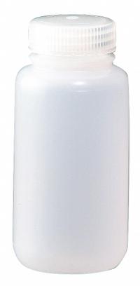 NALGENE Sampling Bottle: HDPE, 120 mL, 4 fl oz, Closure Included, Natural, 38-415, Polypropylene (MPN PLA-03171). Key specifications — Brand: NALGENE; Graduated: No; Body Color: Natural.