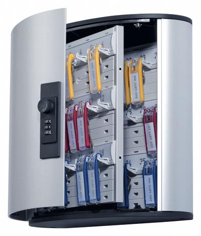 DURABLE Key Box: 36 Key Capacity, Dial Combo Lock, Aluminum, Gray, 11 in Ht, 11 7/8 in Wd - Key Cabinets with Combination Lock