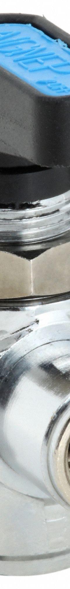 AIGNEP USA Manual Two-Way Ball Valve: 1/8 in, Nickel-Chrome Plated Brass, Angle, FNPT x FNPT, Wedge (MPN 86720-02). Key specifications — Brand: AIGNEP USA; Handle: Wedge.