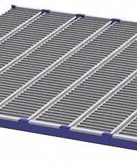 UNEX ROLLER RACK Gravity Flow Shelf: Tilt, 96 in x 96 in x 2 5/8 in, 3,000 lb Shelf Capacity, Steel (MPN RR99S2R8X8-L). Key specifications — Shelf Angle: Tilt; Finish: Powder Coated; Material: Steel; Brand: UNEX ROLLER RACK.