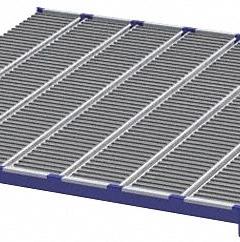 UNEX ROLLER RACK Gravity Flow Shelf: Tilt, 96 in x 96 in x 2 5/8 in, 3,000 lb Shelf Capacity, Steel (MPN RR99S2R8X8-L). Key specifications — Shelf Angle: Tilt; Finish: Powder Coated; Material: Steel; Brand: UNEX ROLLER RACK.