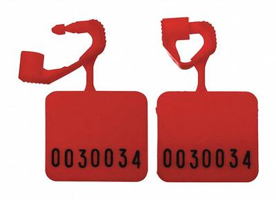 ELC SECURITY PRODUCTS Padlock Seals: Red, Plastic, 8 lb Breaking Strength, 8 1/10 mm Lock Lg - Plastic Hasp Padlock Seals