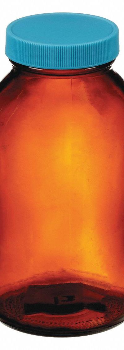 APPROVED VENDOR Sampling Bottle: 500 mL, 53-400 mm, Amber, Semi-Volatile Organics - Amber Wide Mouth Glass Lab Bottles