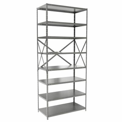 HALLOWELL Metal Shelving: Standalone, Medium-Duty, 36 in x 18 in, 84 in Overall Ht - Medium-Duty Standalone Open Metal Shelving