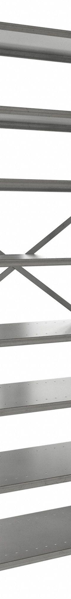 HALLOWELL Metal Shelving: Standalone, Medium-Duty, 36 in x 18 in, 84 in Overall Ht, 8 Shelves (MPN F5513-18HG). Key specifications — Frame Material: Steel; Shelving Material: Steel; Assembled: Unassembled; Color: Gray; Brand: HALLOWELL.