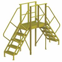 TRI-ARC Crossover Bridge: 4.2 ft Platform Ht, Steel, 1,000 lb Load Capacity, Perforated, 5 Steps (MPN 7CY99). Key specifications — Brand: TRI-ARC; Color: Yellow; Tread Type: Perforated.
